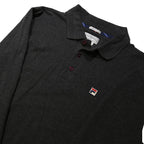FILA Mens Black Long Sleeve Plain Cotton Blend Polo Shirt M Slim Fit