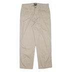 NAUTICA Mens Regular Fit Beige Cotton Blend Trousers W33 L28 Casual Zip Closure