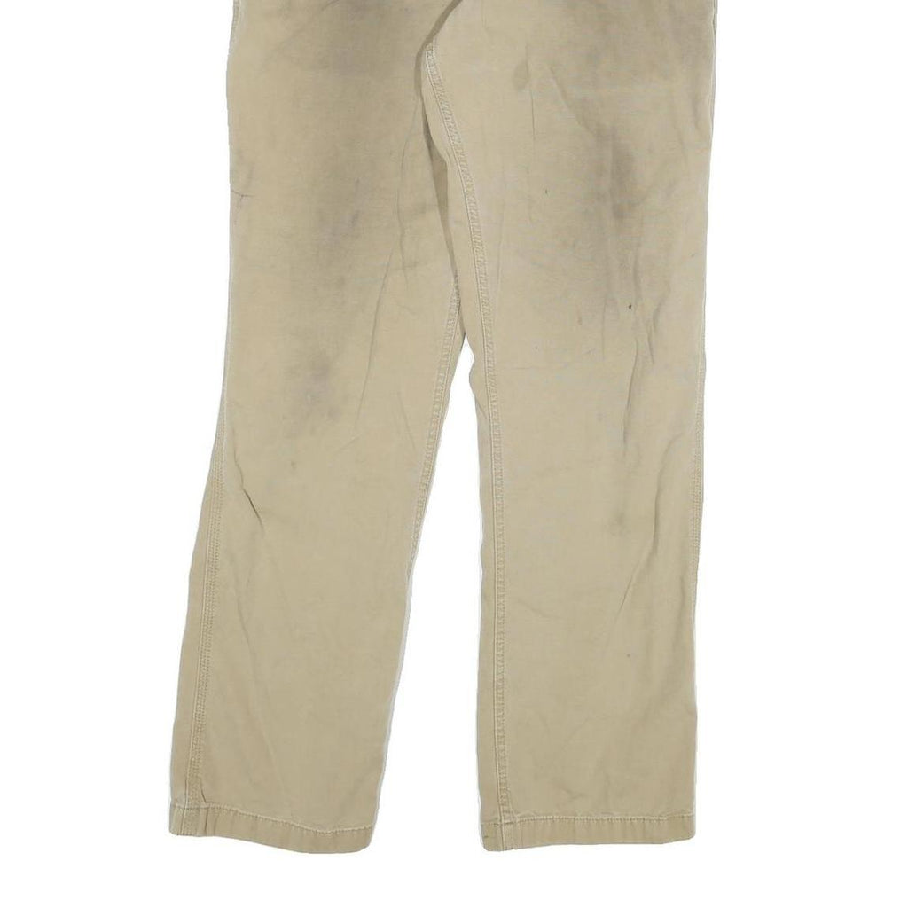 CARHARTT Mens Relaxed Beige Cotton Blend Zip Trousers W32 L31 Workwear Utility