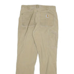 CARHARTT Mens Relaxed Beige Cotton Blend Zip Trousers W32 L31 Workwear Utility