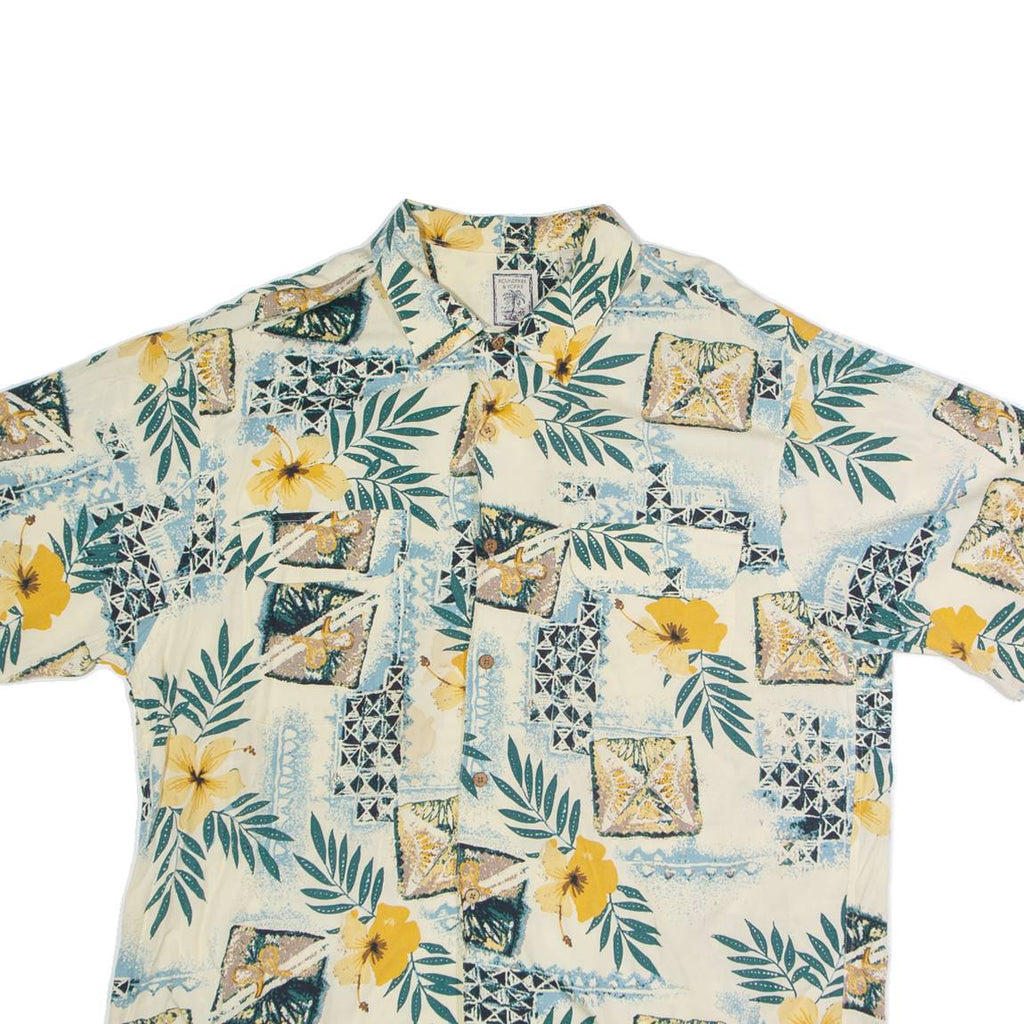 ROUNDTREE & YORKE Mens Hawaiian Shirt Beige Floral L