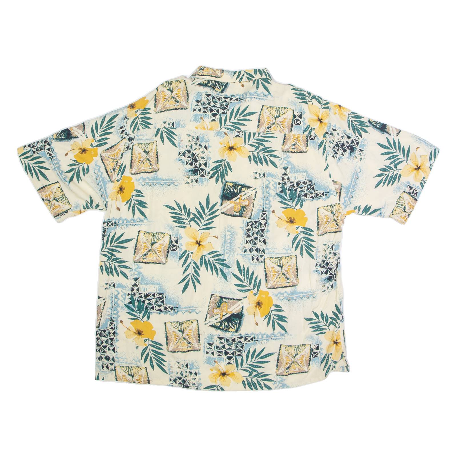 ROUNDTREE & YORKE Mens Hawaiian Shirt Beige Floral L