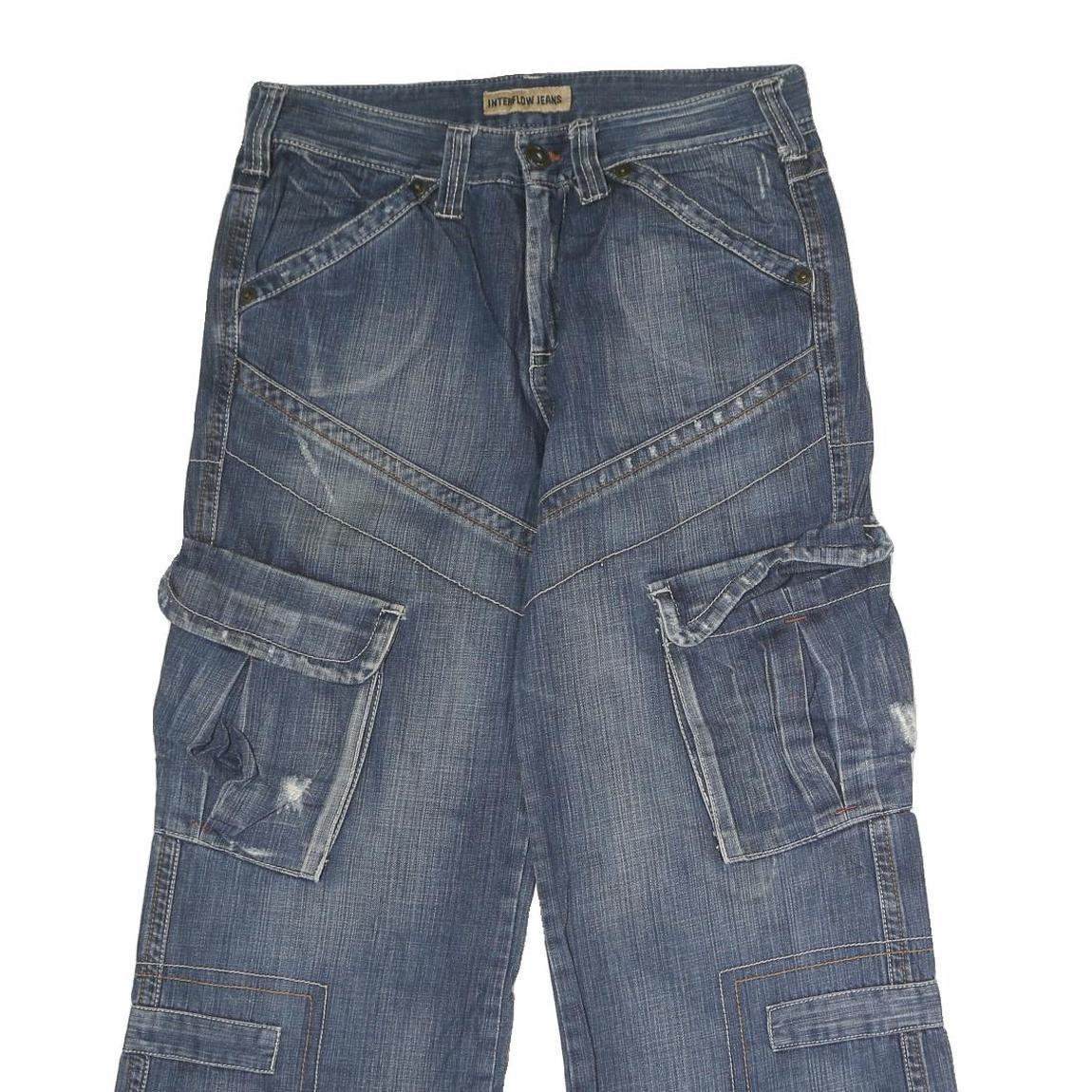 INTERFLOW JEANS Mens Blue Regular Relaxed Denim Medium W32 L28 Cargo Pocket
