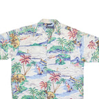 NAUTICA Mens White Tropical Print Cotton Shirt M Hawaiian Style Casual Shirt