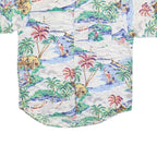 NAUTICA Mens White Tropical Print Cotton Shirt M Hawaiian Style Casual Shirt
