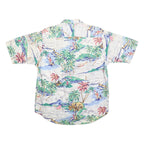NAUTICA Mens White Tropical Print Cotton Shirt M Hawaiian Style Casual Shirt