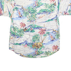 NAUTICA Mens White Tropical Print Cotton Shirt M Hawaiian Style Casual Shirt