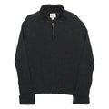 FIELD & STREAM Mens Black Plain Cotton Jumper Zip Neck Rib Knit L Casual Outdoor