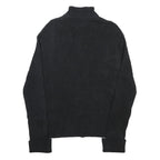 FIELD & STREAM Mens Black Plain Cotton Jumper Zip Neck Rib Knit L Casual Outdoor