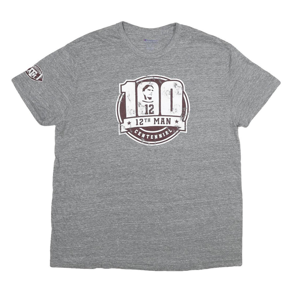 CHAMPION Mens Grey 12th Man Graphic T-Shirt XL Short Sleeve Crew Neck