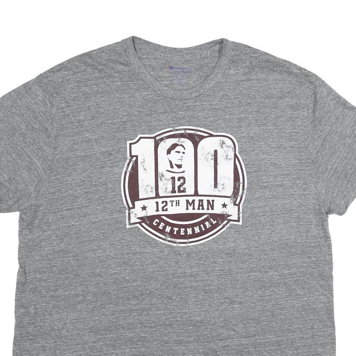 CHAMPION Mens Grey 12th Man Graphic T-Shirt XL Short Sleeve Crew Neck