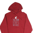 CHAMPION Womens Red This Mom Loves Her Cougs Pullover Hoodie M Cotton Blend