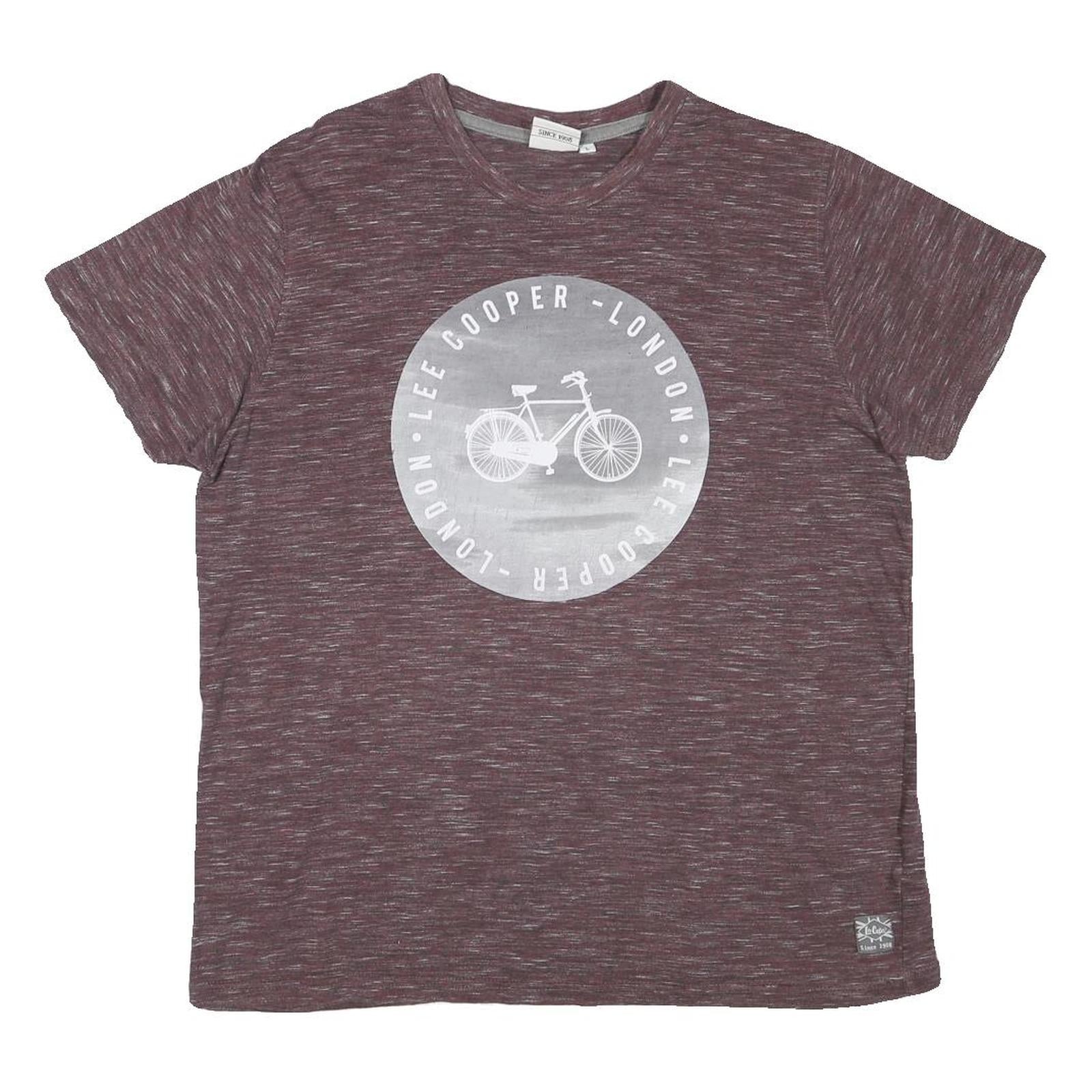 LEE COOPER Mens Maroon Crew Neck Short Sleeve Graphic T-Shirt L Cotton Blend