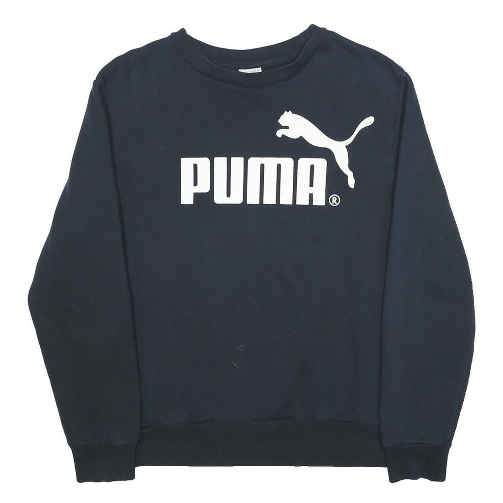 PUMA Mens Black Sweatshirt M Crew Neck Cotton Blend Pullover Sportswear
