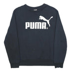 PUMA Mens Black Sweatshirt M Crew Neck Cotton Blend Pullover Sportswear