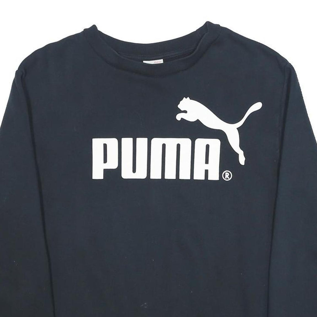 PUMA Mens Black Sweatshirt M Crew Neck Cotton Blend Pullover Sportswear