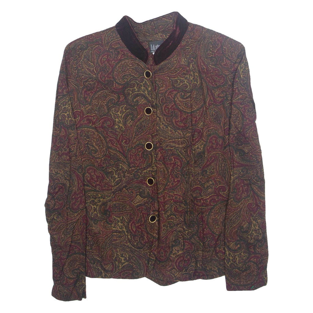 J.D STONE Womens Printed Blouse Brown Long Sleeve Paisley S