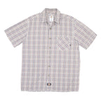 DICKIES Mens Beige Check Short Sleeve Shirt M Cotton Blend Casual Workwear