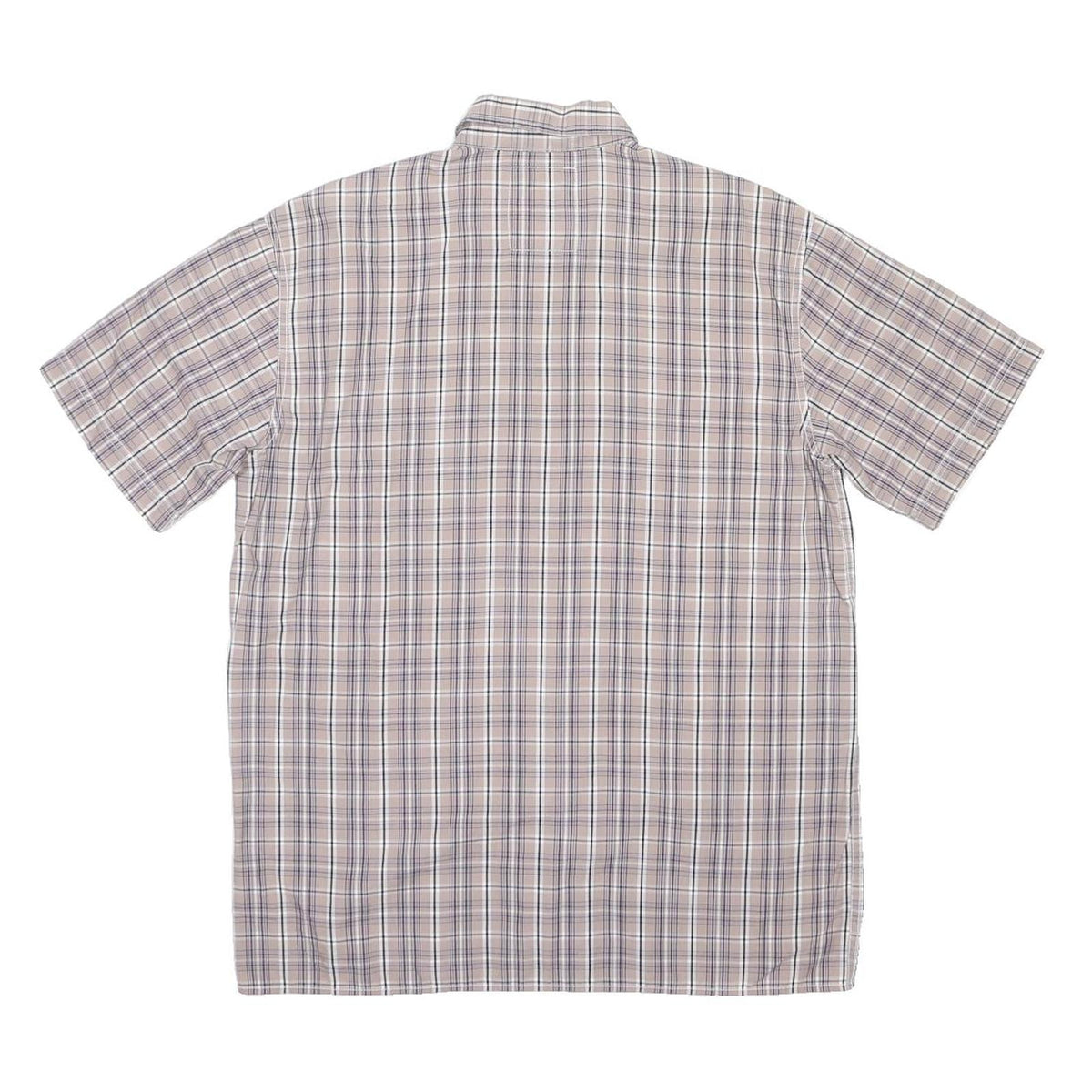 DICKIES Mens Beige Check Short Sleeve Shirt M Cotton Blend Casual Workwear