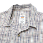 DICKIES Mens Beige Check Short Sleeve Shirt M Cotton Blend Casual Workwear