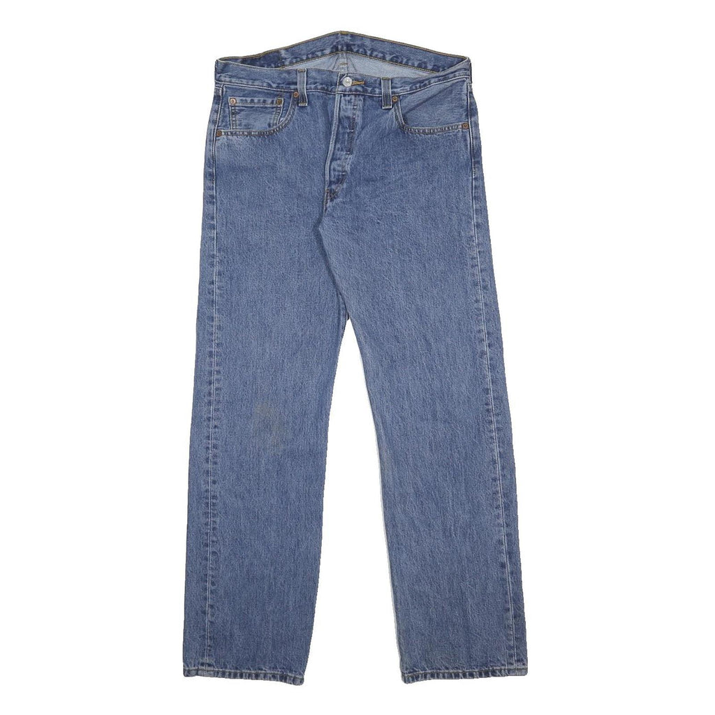LEVI'S 501 Mens Jeans Blue Regular Straight Denim Medium W35 L32 Classic Fit