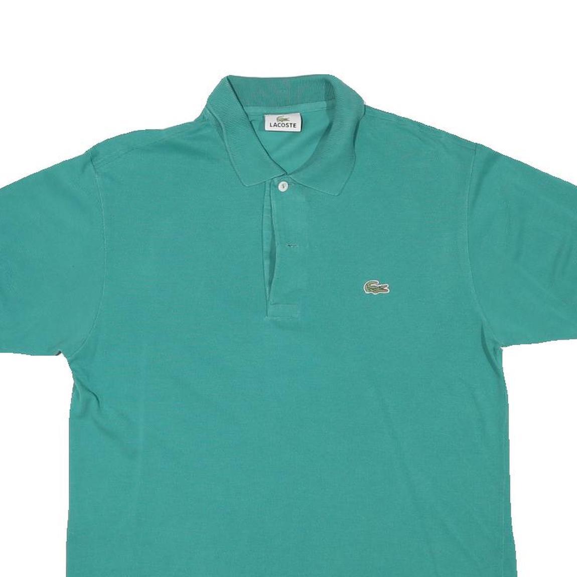 LACOSTE Mens Aqua Green Short Sleeve Plain Polo Shirt S Cotton Blend Casual