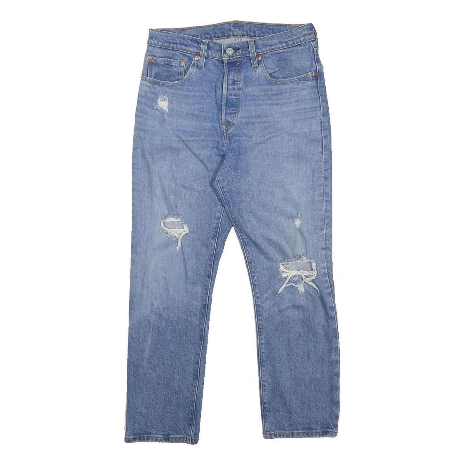 LEVI'S 501 Womens Regular Fit Straight Blue Denim Cotton Blend Light W27 L26