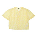 FRENCH CONNECTION Womens Yellow Printed Blouse Short Sleeve Button Neck UK 6
