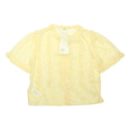 FRENCH CONNECTION Womens Yellow Printed Blouse Short Sleeve Button Neck UK 6