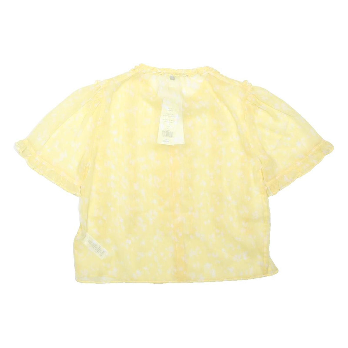 FRENCH CONNECTION Womens Yellow Printed Blouse Short Sleeve Button Neck UK 6