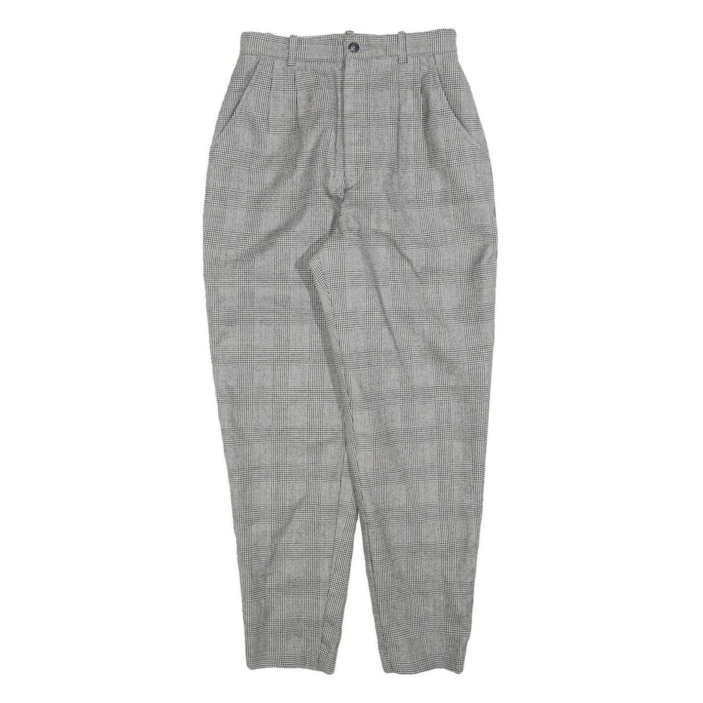 BOSCH Womens Cotton Blend Regular Grey Check Trousers W25 L27 Classic Fit Zip
