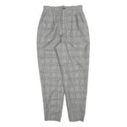 BOSCH Womens Cotton Blend Regular Grey Check Trousers W25 L27 Classic Fit Zip