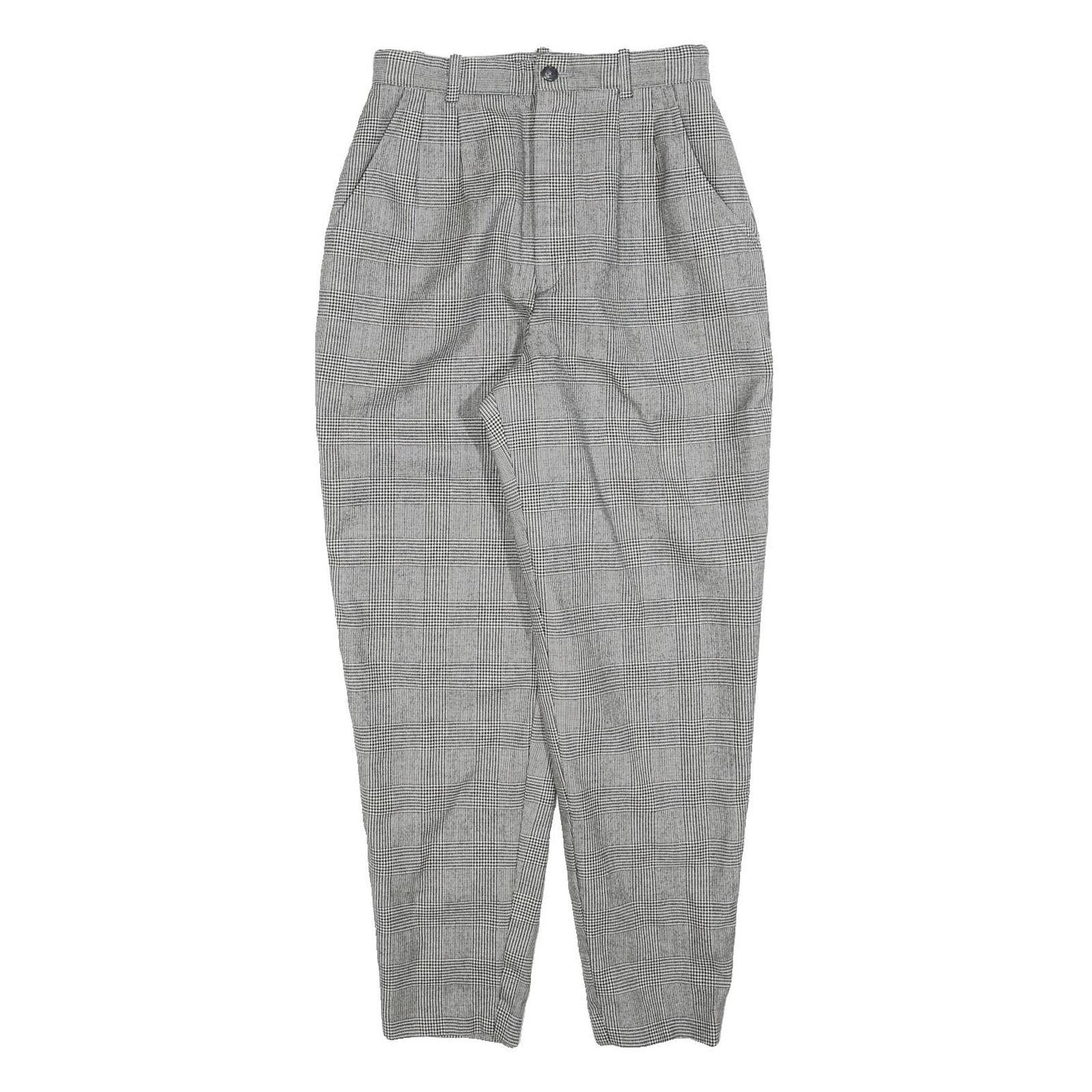 BOSCH Womens Cotton Blend Regular Grey Check Trousers W25 L27 Classic Fit Zip