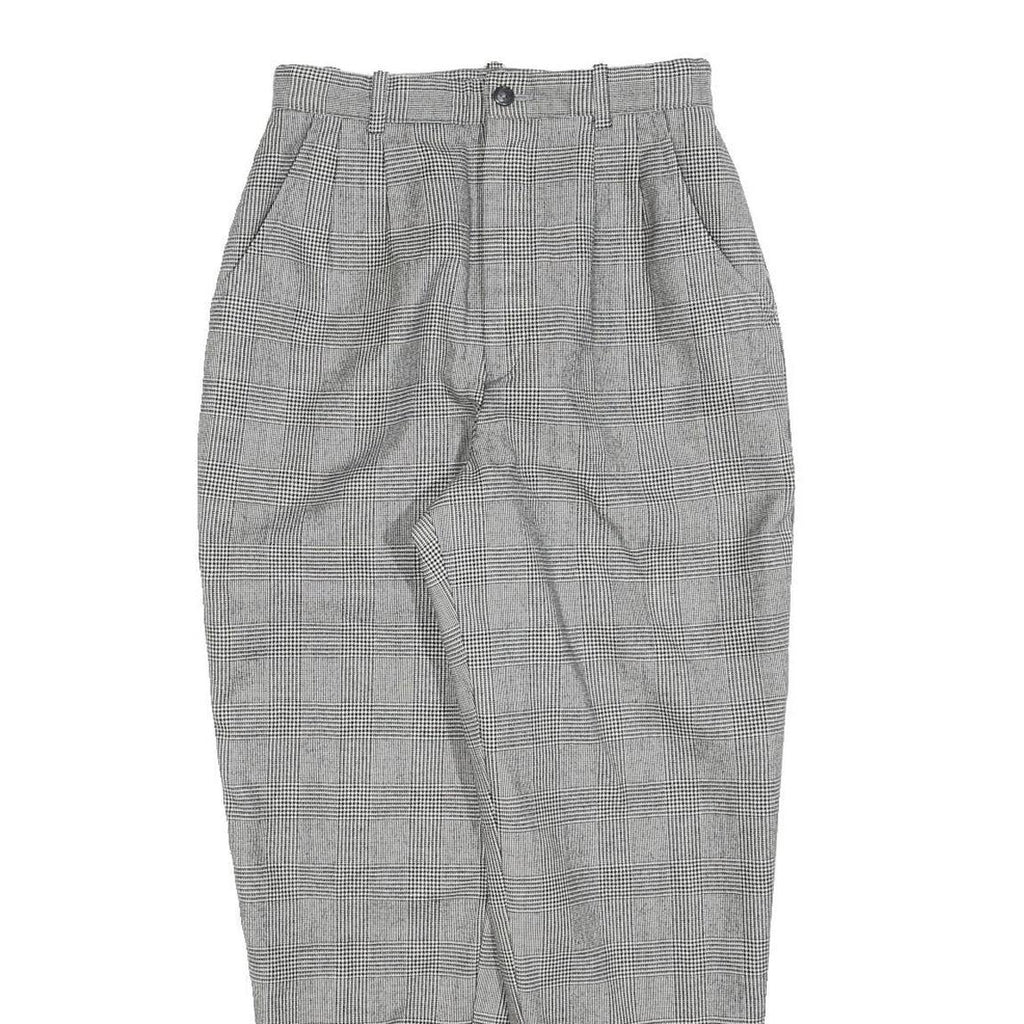 BOSCH Womens Cotton Blend Regular Grey Check Trousers W25 L27 Classic Fit Zip