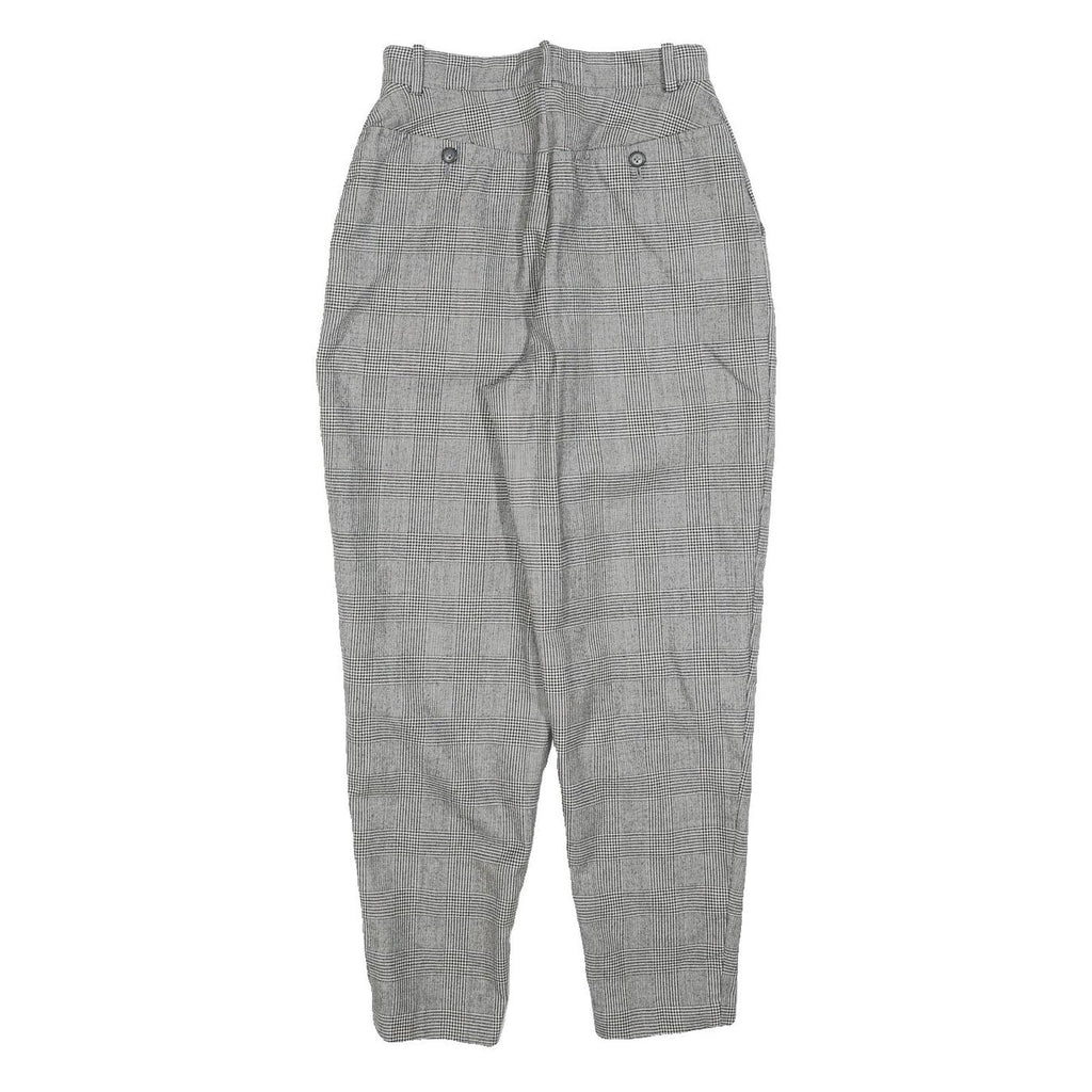 BOSCH Womens Cotton Blend Regular Grey Check Trousers W25 L27 Classic Fit Zip