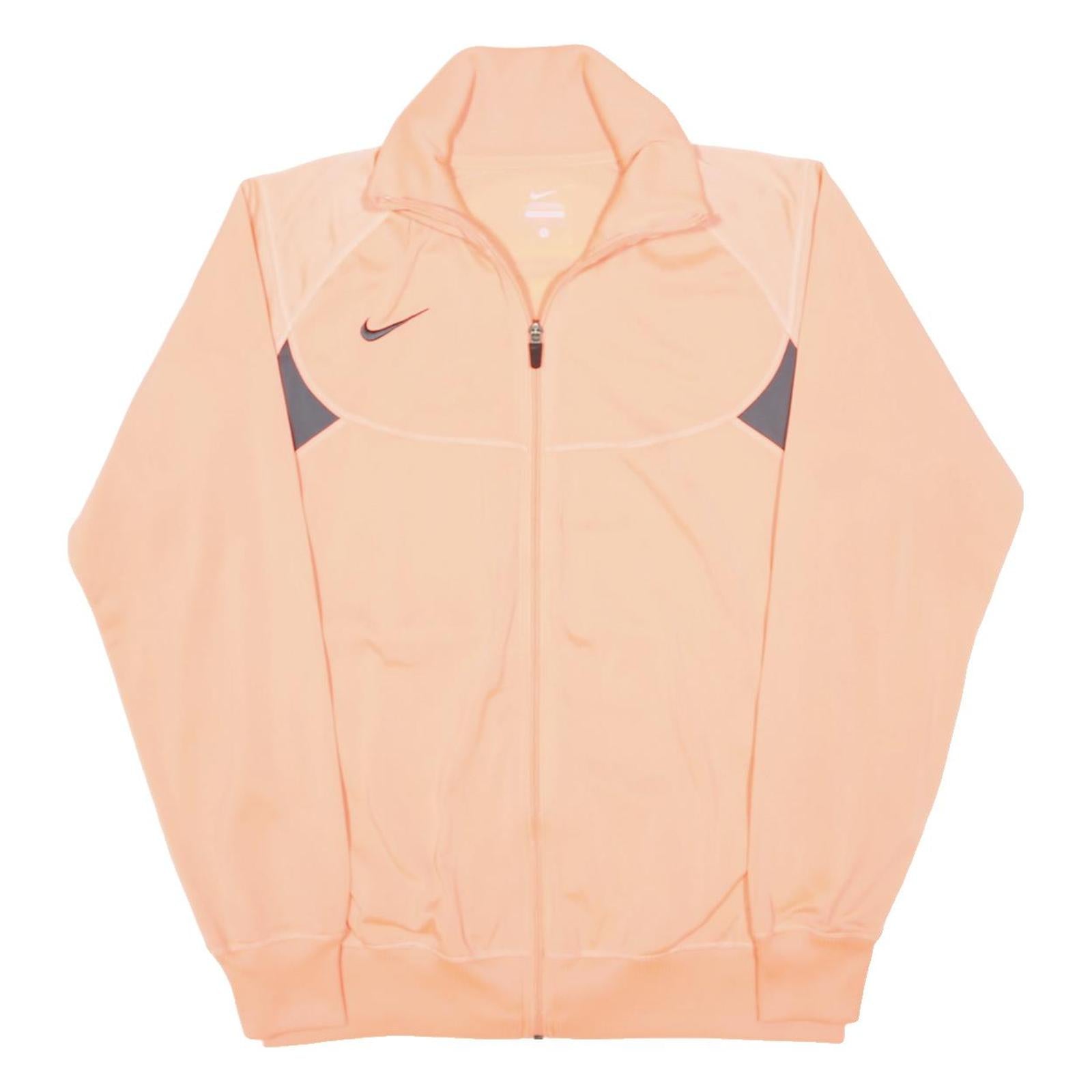 NIKE Womens Peach & Grey Zip Up Track Jacket L Polyester Plain Lightweight
