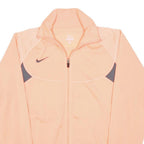 NIKE Womens Peach & Grey Zip Up Track Jacket L Polyester Plain Lightweight