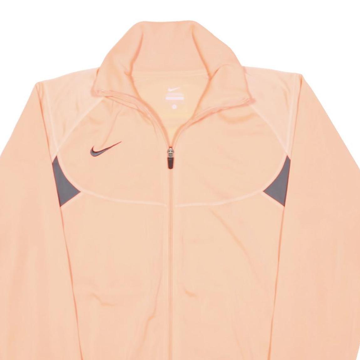 NIKE Womens Peach & Grey Zip Up Track Jacket L Polyester Plain Lightweight