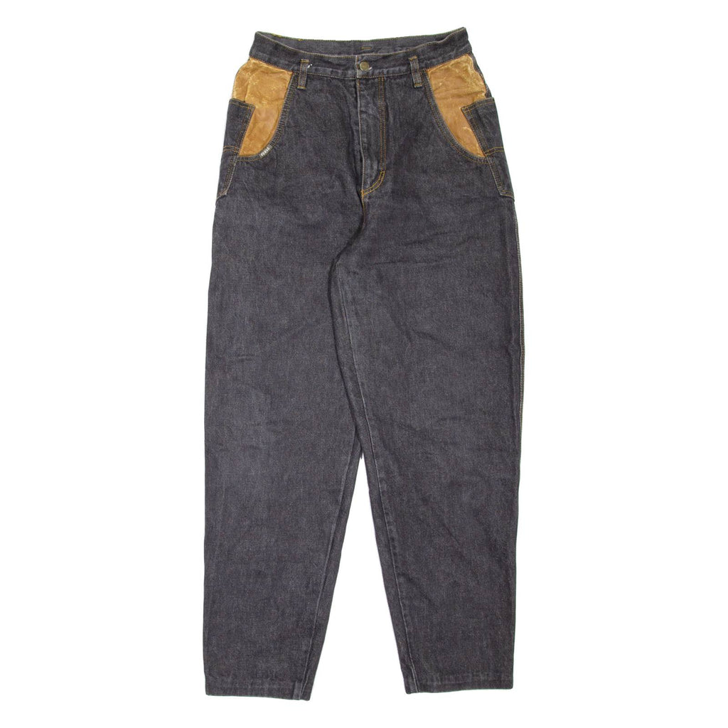 FORCE Womens Jeans Black Regular Mom W26 L28