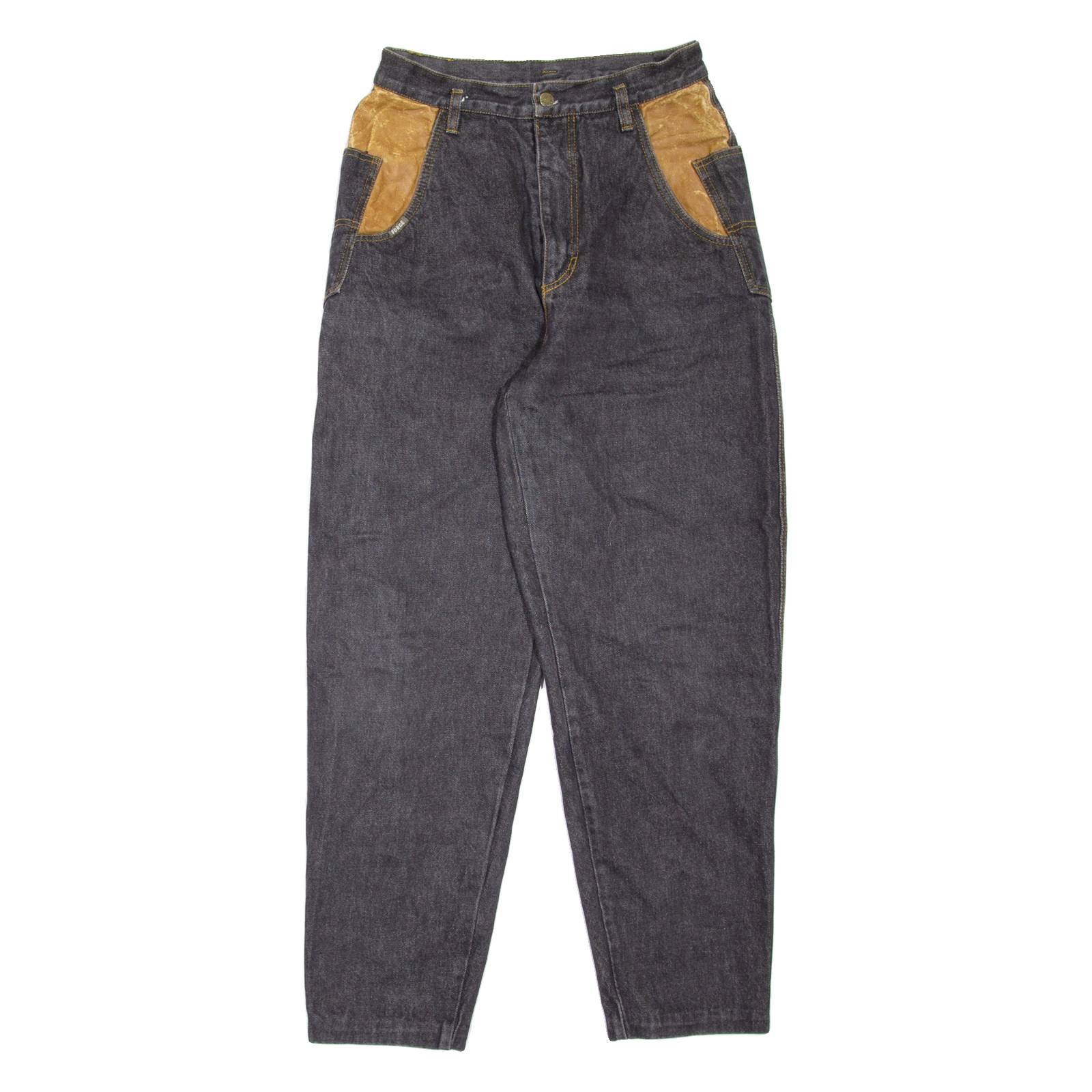 FORCE Womens Jeans Black Regular Mom W26 L28