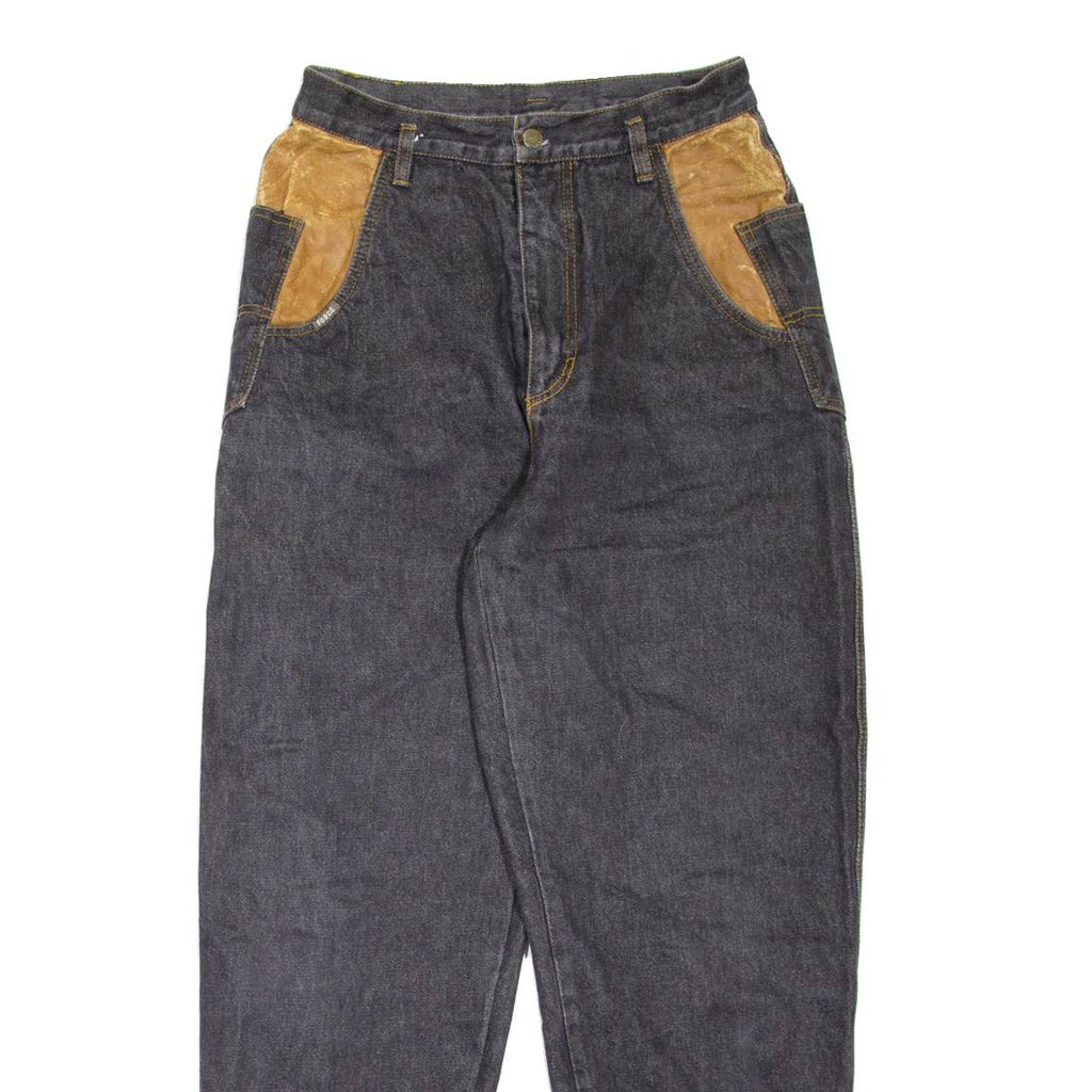 FORCE Womens Jeans Black Regular Mom W26 L28