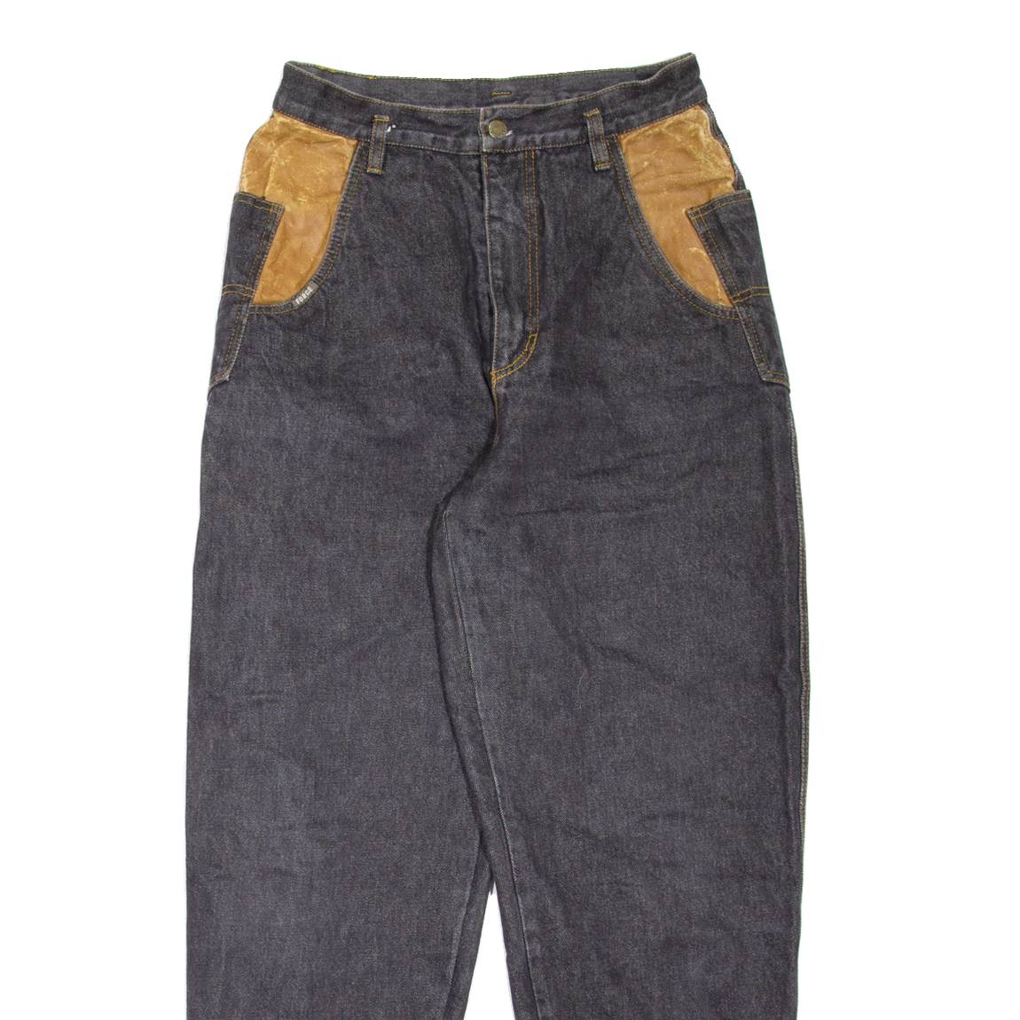 FORCE Womens Jeans Black Regular Mom W26 L28