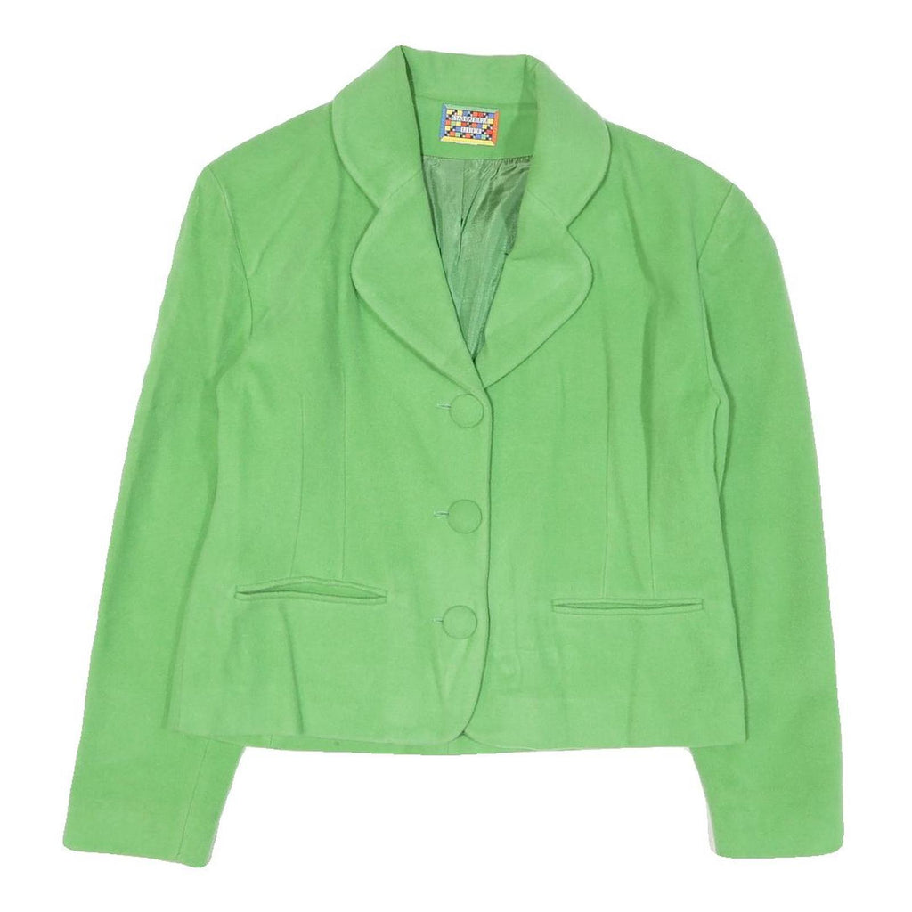 CAMAIEU LIFE Womens Green Button Jacket M Polyester Blend Plain Classic Fit