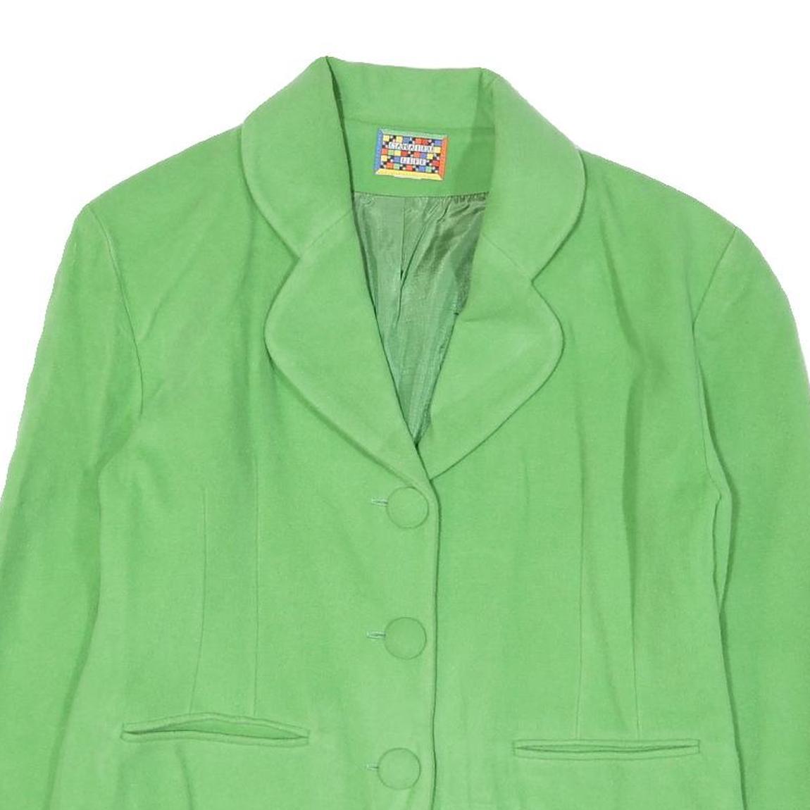 CAMAIEU LIFE Womens Green Button Jacket M Polyester Blend Plain Classic Fit