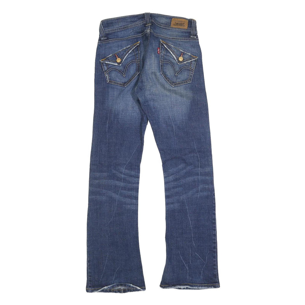 LEVI'S Womens Regular Fit Blue Denim Straight Jeans W28 L30 Classic Cotton Zip