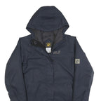 JACK WOLFSKIN Womens Navy Blue Outdoor Jacket UK 8 Polyester Blend Hooded Zip