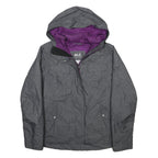 JACK WOLFSKIN Womens Grey & Purple Outdoor Jacket M Polyester Blend Zip Hooded
