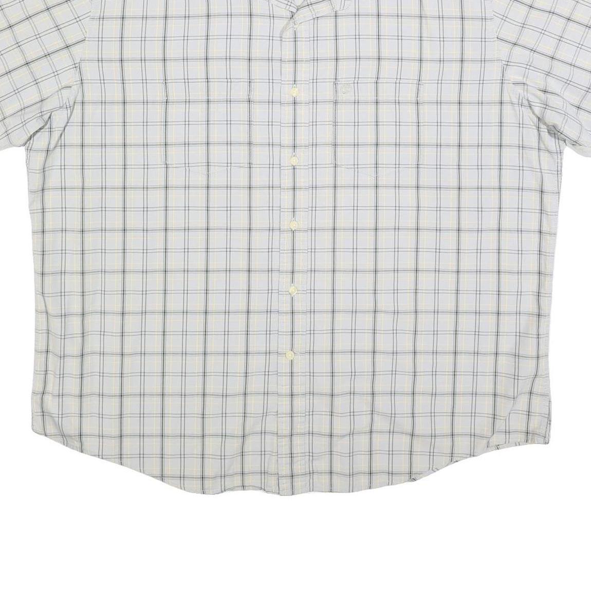 TIMBERLAND Mens White & Grey Check Shirt 2XL Cotton Blend Casual Summer