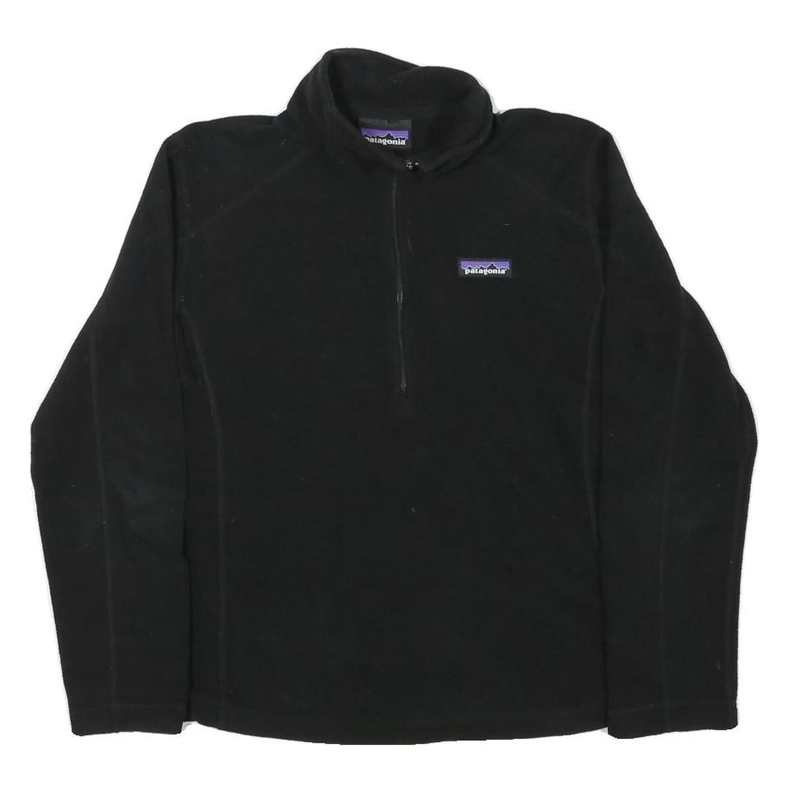 PATAGONIA Womens Black Plain Pullover Round Neck Basic Knit S Fleece Jumper
