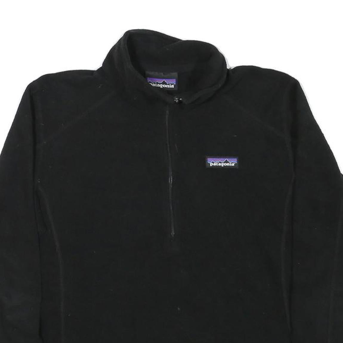 PATAGONIA Womens Black Plain Pullover Round Neck Basic Knit S Fleece Jumper